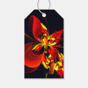 Rot-Gelb-Blüte Modernes abstraktes Kunstmuster #10 Geschenkanhänger