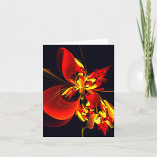 Rot-Gelb-Blüte Modernes abstraktes Kunstmuster #10 Karte