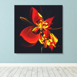 Rot-Gelb-Blüte Modernes abstraktes Kunstmuster #10 Leinwanddruck
