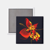 Rot-Gelb-Blüte Modernes abstraktes Kunstmuster #10 Magnet (Vorderseite/Rückseite)