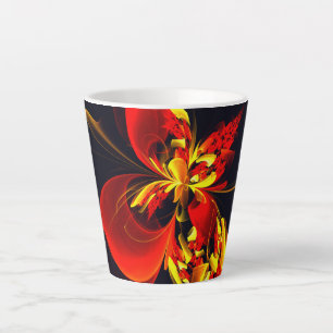 Rot-Gelb-Blüte Modernes abstraktes Kunstmuster #10 Milchtasse