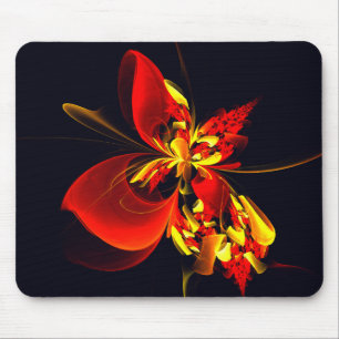 Rot-Gelb-Blüte Modernes abstraktes Kunstmuster #10 Mousepad