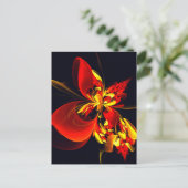 Rot-Gelb-Blüte Modernes abstraktes Kunstmuster #10 Postkarte (Stehend Vorderseite)