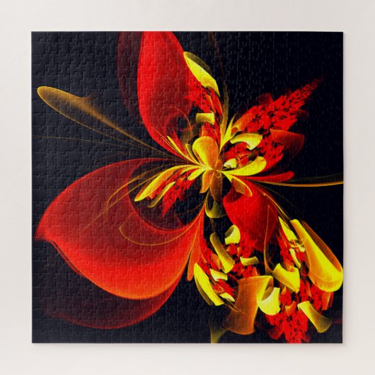 Rot-Gelb-Blüte Modernes abstraktes Kunstmuster #10 Puzzle (Vertikal)