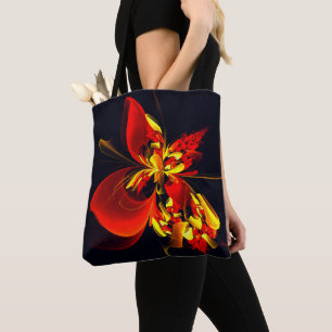 Rot-Gelb-Blüte Modernes abstraktes Kunstmuster #10 Tasche