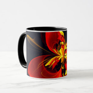 Rot-Gelb-Blüte Modernes abstraktes Kunstmuster #10 Tasse