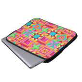 Rot-gelb-buntes Patchwork Blockkuppel Kunst Laptopschutzhülle (Vorne Knopf)
