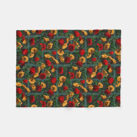 Rot-Gelb-Elegant-Rose Fleecedecke (Vorderseite (Horizontal))