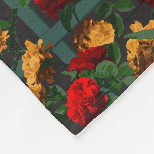 Rot-Gelb-Elegant-Rose Fleecedecke (Ecke)