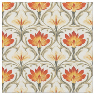 Rot / Gelb / ElfenbeinJugendstil Blume Stoff