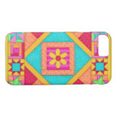 Rot-gelb-farbenes Patchwork Kunstgewerbe Case-Mate iPhone Hülle (Rückseite (Horizontal))