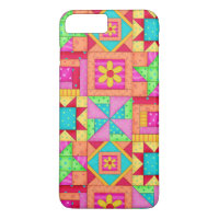 Rot-gelb-farbiges Patchwork Quilt Blockkunst