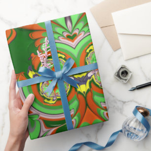 ~ Rot-Gelb-Fraktal ~ Weihnachtswackeln Geschenkpapier