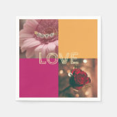 Rot, gelb gestaltetes Papier-Cocktail-Feier Serviette (Vorderseite)