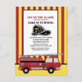 Rot gelb gestreiftes Feuerwehrauto Feuerwehrkampf Postkarte (Vorderseite)