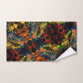 Rot-Gelb-Grün auf dunklem, Flower-Shredded-Papier? Badhandtuch Set (Handtuch)