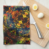 Rot-Gelb-Grün auf dunklem, Flower-Shredded-Papier? Geschirrtuch (Viertel Falte)