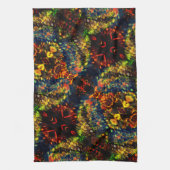 Rot-Gelb-Grün auf dunklem, Flower-Shredded-Papier? Geschirrtuch (Vertikal)