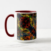 Rot-Gelb-Grün auf dunklem, Flower-Shredded-Papier? Tasse (Links)