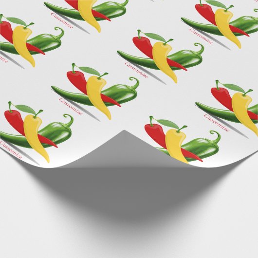Rot-Gelb-Grün-Chili-Paprikaschoten Thunder_Cove Geschenkpapier (Ecke)