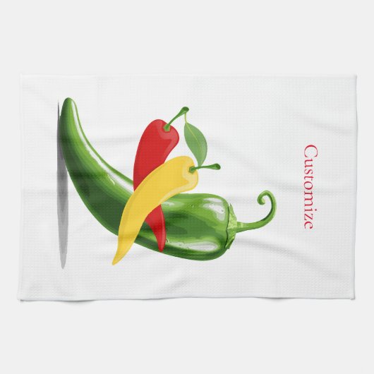 Rot-Gelb-Grün-Chili-Paprikaschoten Thunder_Cove Geschirrtuch (Horizontal)
