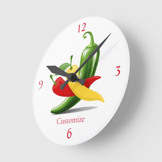 Rot-Gelb-Grün-Chili-Paprikaschoten Thunder_Cove Runde Wanduhr (Winkel)