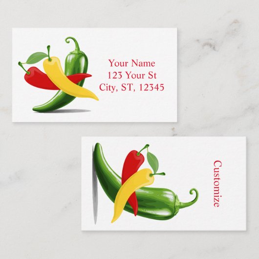 Rot-Gelb-Grün-Chili-Paprikaschoten Thunder_Cove Visitenkarte (Vorne/Hinten)