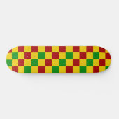 Rot Gelb Grün Kariertes Musterdesign  Skateboard (Horizontal)