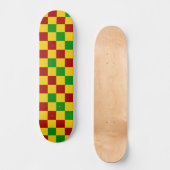 Rot Gelb Grün Kariertes Musterdesign  Skateboard (Vorderseite)