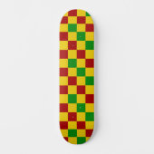 Rot Gelb Grün Kariertes Musterdesign  Skateboard (Vorderseite)
