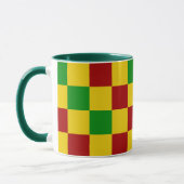 Rot Gelb Grün Kariertes Musterdesign Tasse (Links)