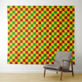 Rot Gelb Grün Kariertes Musterdesign  Wandteppich (Beispiel (Horizontal))