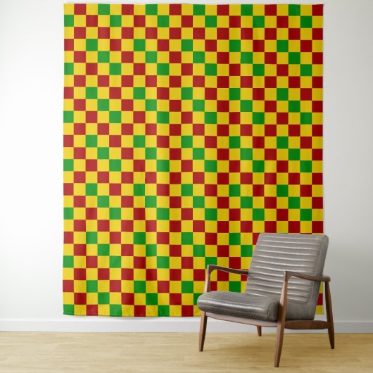 Rot Gelb Grün Kariertes Musterdesign  Wandteppich (Beispiel)