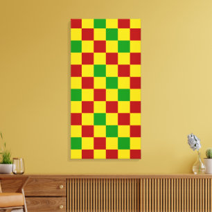 Rot Gelb Grün Karomuster Design  Leinwanddruck