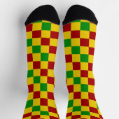 Rot Gelb Grün Karomuster Design Socken (Oben)