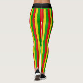 Rot Gelb Grün Rasta Gestreift Leggings (Rückseite)