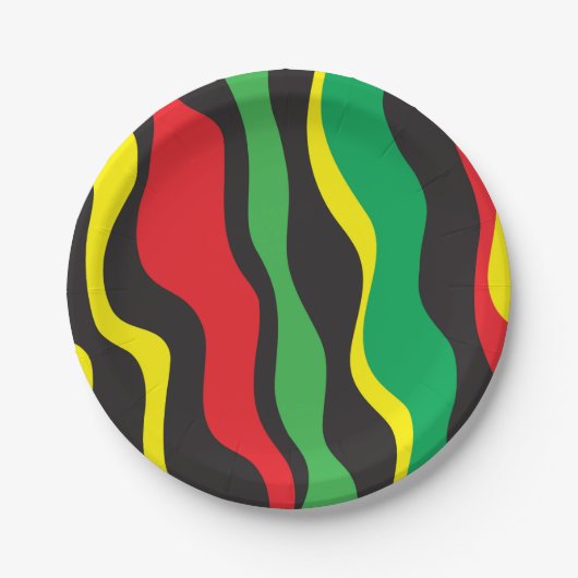 Rot Gelb Grün Schwarz Rasta-Welle-Party Pappteller (Vorderseite)