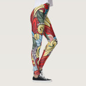 Rot-gelb-grüne Blume und wirbeln Leggings (Rechts)