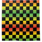 Rot-Gelb-grüne Rasta Ombre Checked Duschvorhang (Vorderseite)