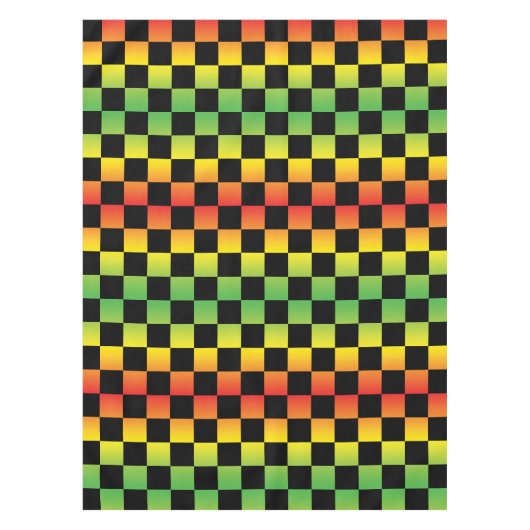 Rot-Gelb-grüne Rasta Ombre Checked Tischdecke (Vorderseite)