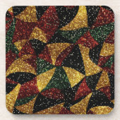 Rot-Gelb-grüne Wellen des festlichen Glitzer Getränkeuntersetzer (Vorderseite)