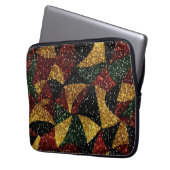 Rot-Gelb-grüne Wellen des festlichen Glitzer Laptopschutzhülle (Vorderseite Links)