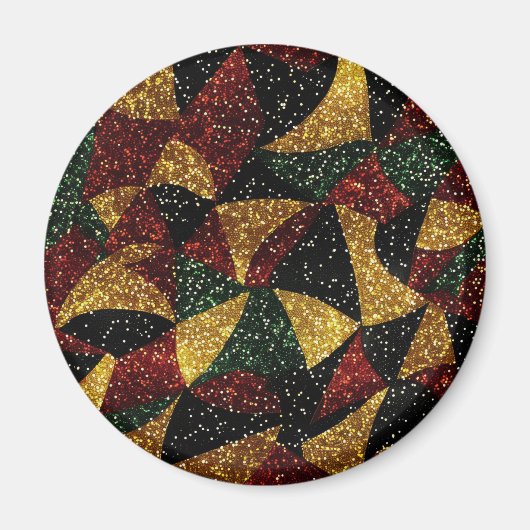 Rot-Gelb-grüne Wellen des festlichen Glitzer Magnet (Vorne)