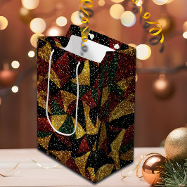 Rot-Gelb-grüne Wellen des festlichen Glitzer Mittlere Geschenktüte