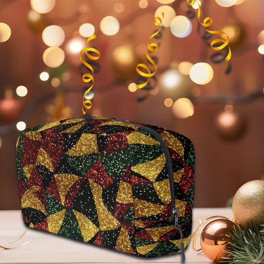 Rot-Gelb-grüne Wellen des festlichen Glitzer Waschbeutel