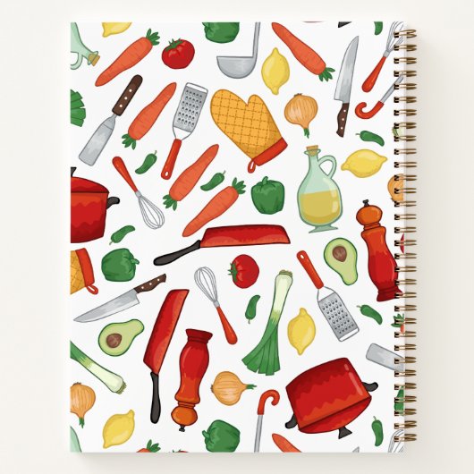 Rot-Gelb-grünes Gemüse Kochmuster Rezepte Notizblock (Rückseite)