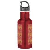 Rot-Gelb-Hinterling Goddess Saraswati Wisdom Indie Trinkflasche (Rückseite)