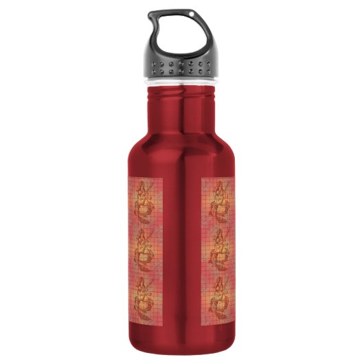 Rot-Gelb-Hinterling Goddess Saraswati Wisdom Indie Trinkflasche (Rückseite)