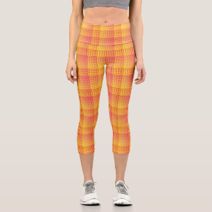 Rot Gelb Karo abstraktes Muster Capri Leggings