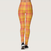 Rot Gelb Karo abstraktes Muster Leggings (Rückseite)